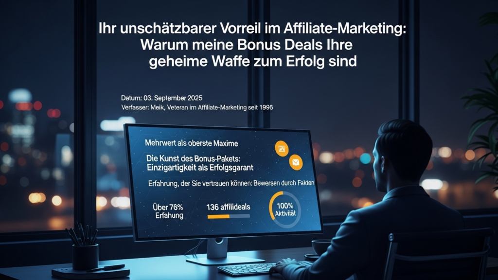 Ihr unschätzbarer Vorteil im Affiliate-Marketing: Warum meine Bonus Deals Ihre geheime Waffe zum Erfolg sind