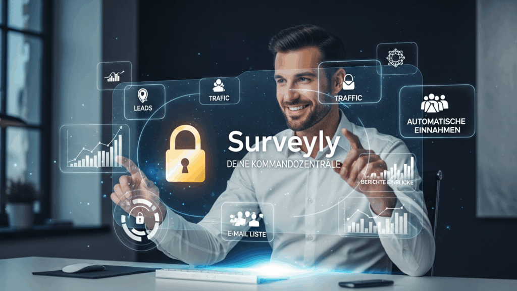 Wie Sie mit der neuen "Kunden-Kommandozentrale" Surveyly in der Empirely All in One Plattform turboschnell eine riesige E-Mail Liste aufbauen und automatische Einnahmen generieren – Ohne Gesicht zu zeigen!
