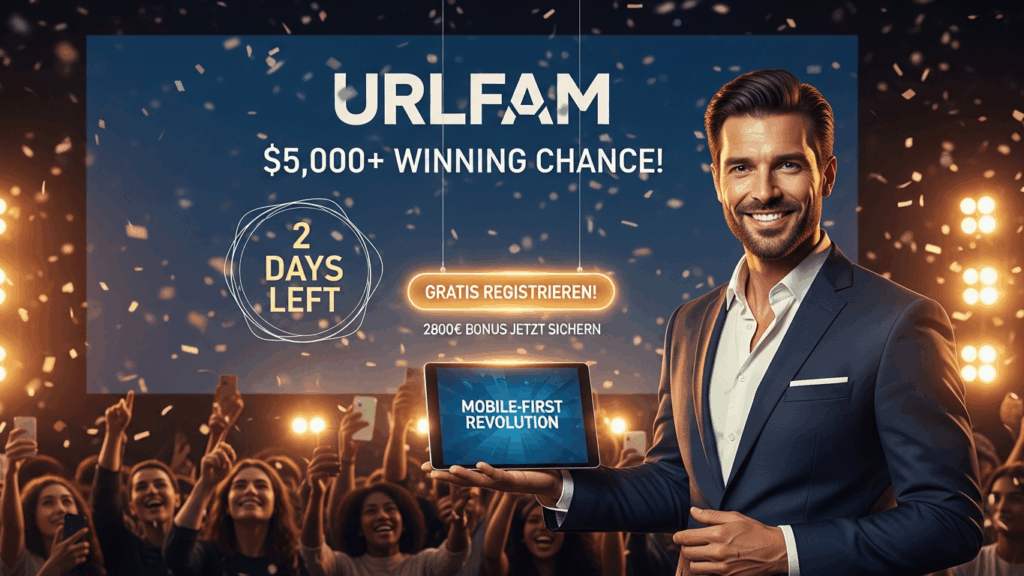 TOP NEWS: Morgen die Chance auf $5.000+ Gewinne! URLFAM – Die Mobile-First Revolution enthüllt im Sensations-Seminar (+ Gratis-Anmeldung & 2800€ Bonus!)